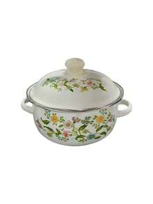 Bộ nồi nấu tráng men họa tiết hoa - Nồi súp tráng men hai tay cầm với nắp gốm, dung tích lớn dùng cho gia đình, phù hợp cho mọi mùa, đa năng (có thể cầm tay để nấu, nấu súp và nấu chậm) - Xem 6