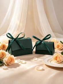 1/10PCS Faux Pearl Decorated Gift Boxes With Handle - Exquisite Embossed Floral Mini Packaging Bags For Valentine's Day, Wedding, Halloween, Christmas, Mother's Day, Perfect As Candy Boxes, Small Gift Bags, Wedding Favors, Party Decorations - dark green - View 6