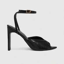 CUCCOO SZL Women Shoes Black Metal PU Fashion Daily Commute Word Ankle Strap Pointed High Heel Sandals - Black metal PU - View 4
