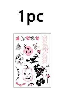 1/2/4/6pcs Halloween Pink Black Theme Window Clings, Removable Reusable Static Stickers, Cartoon Ghost, Pumpkin, Skull, Black Cat Pattern Decals For Window Door Mirror, Indoor Halloween Party Home Decor - B - View 10