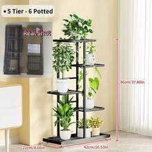 1pc Iron Flower Stand, Black/White Minimalist Style Plant Rack, Suitable For Living Room, Balcony Decor, 4-8 Tier Multi-Layer Storage Shelf, Multifunctional Display Rack - Black - View 15