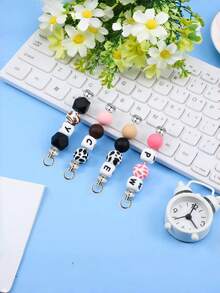 48pcs Blank Bead Insert Keychain Metal Strap Connectors, Bulk DIY Handmade Supplies For Custom Keychains, Charm Pendant Accessories - Silver - View 5
