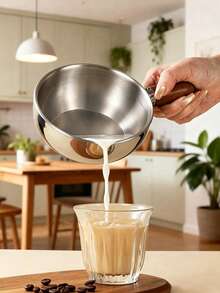 1pc Stainless Steel Cooking Pot, Household Noodle Pot, Kitchen Tool, Chocolate Melting Pot, Butter Pot, Mini Soup Pot - Silver - View 7