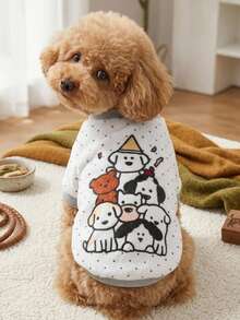 1 Piece Of Seven Small Dog Flannel Pet , White Flannel Thick Warm Pet Clothing - Multicolor - View 2