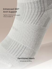 GLOWMODE 2-Pack Bamboo Fiber Performance Socks With Double-Layer Cushioning, Breathable Mesh & Seamless Toe Yoga Pilates Studio Gym Training Daily Active Wear - Light Grey - View 3