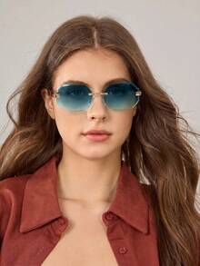 MOTF PREMIUM FASHION FRAMELESS VACATION WIND BLUE GLASSES, SEASIDE VACATION SUMMER - blue sheet - View 5
