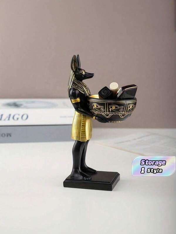 1 Buah Nampan Dekorasi Patung Anubis Mesir, Figur Kerajinan Resin, Dekorasi Rumah & Taman Bergaya Vintage, Tempat Penyimpanan Kunci Kreatif untuk Pintu Masuk, Ornamen Ruangan Mewah, Suvenir Perjalanan Unik, Hadiah Liburan Ideal