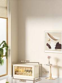 1pc 40cm/50cm Width Folding Storage Cabinet,Clothes Closet Storage Box, Home Storage PortableWardrobe, Double Door Folding Box, 1-6 LayersOptional, Thickened Double Door With Wheels StorageCabinet, Home Use No-Installation Shelving Unit - Transparent Door - View 13