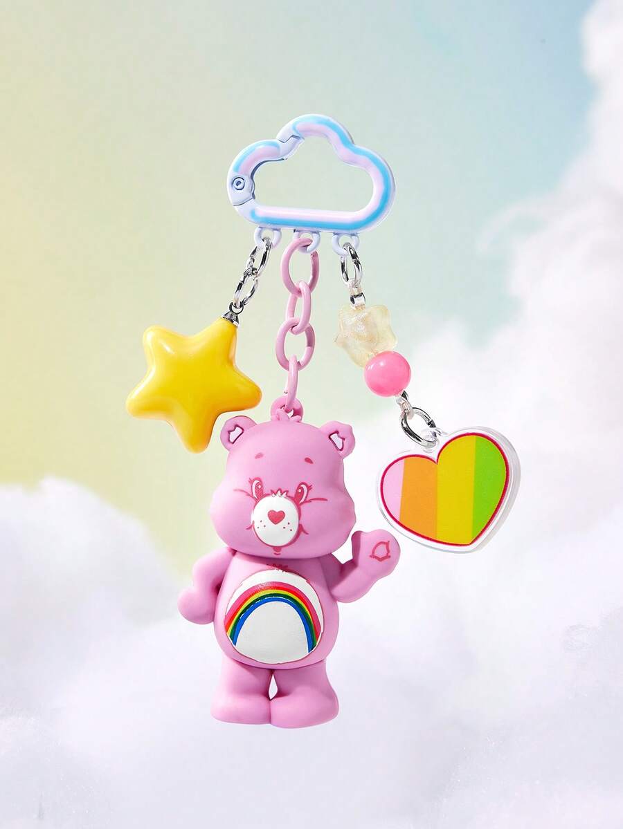 SHEIN X Care Bears علاقة حقيبة كرتونية إبداعية، سلسلة مفاتيح، هدية - وردي - مشاهدة 1