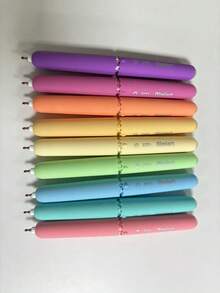 9pcs/Set Colorful Erasable Gel Pen, 0.6mm Tip Smooth Writing, Twist Design With Built-In Eraser, Cute Egg-Shaped Ballpoint Pen, Suitable For Studying Office Work Journaling Corrections Temporary Annotations Drawing And Back To School Season - Color pen set - View 10