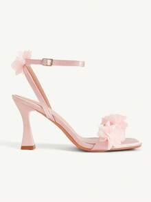 CUCCOO CHICEST Summer Pink Sardine Flower Square Toe Thick Heel Elegant Fairy Style Roman Ladies High Heel Sandals - Pink - View 2