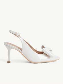CUCCOO CHICEST Off-White Pointed Toe Stiletto Round Cut Women's Bow High-Heeled Shoes Fashionable And Sexy Four-Season Commuting Daily Versatile Elegant Simple - Beige - View 7