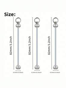 48pcs Blank Bead Insert Keychain Metal Strap Connectors, Bulk DIY Handmade Supplies For Custom Keychains, Charm Pendant Accessories - Silver - View 2
