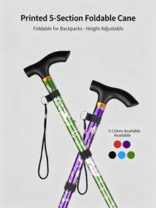 1pc Ultralight Adjustable Telescopic Shock Absorbing Anti Slip Wear Resistant Sturdy Trekking Curved Comfortable Grip Walking Cane Solid Plain Outdoor Gear For Hiking Climbing Daily Leisure Senior Use - Multicolor - View 2