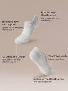 GLOWMODE 2-Pack Bamboo Fiber Performance Socks With Double-Layer Cushioning, Breathable Mesh & Seamless Toe Yoga Pilates Studio Gym Training Daily Active Wear - Light Grey - View 4