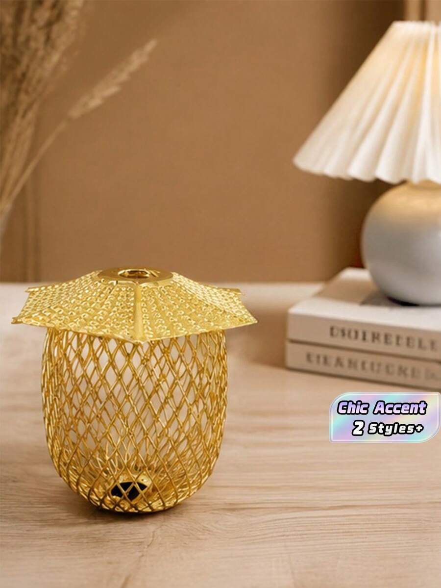 Golden Geometric Metal Sphere Ornament, Abstract Spherical Desktop Sculpture Decor, Luxury Tabletop Statue For Wedding Festival Home Living Room Bedroom Office Decoration Gift - 1PC - View 1