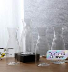 1/2/5/8/10件組 塑料條紋透明花瓶 組合花藝手工花瓶 適用於各種花束裝飾展示 節慶與居家裝飾 適合桌面裝飾、婚禮、居家、聖誕、晚餐派對 - 無色 - 查看 1