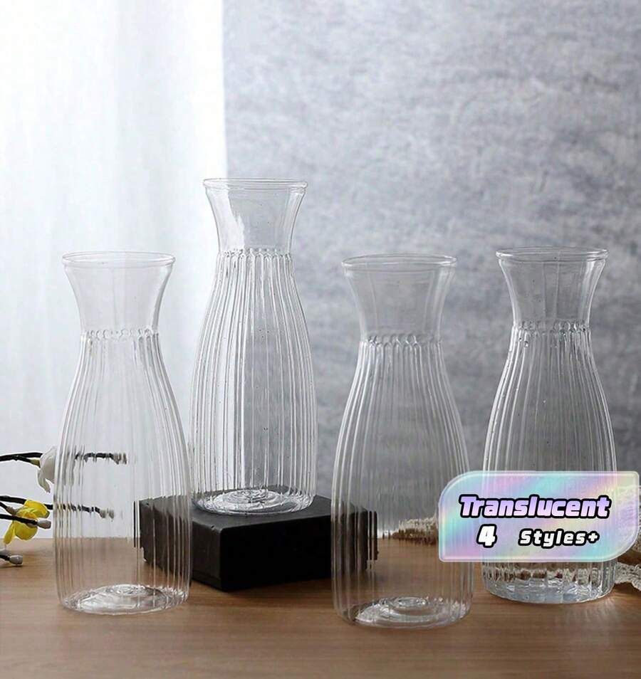 1/2/5/8/10件組 塑料條紋透明花瓶 組合花藝手工花瓶 適用於各種花束裝飾展示 節慶與居家裝飾 適合桌面裝飾、婚禮、居家、聖誕、晚餐派對 - 無色 - 查看 1