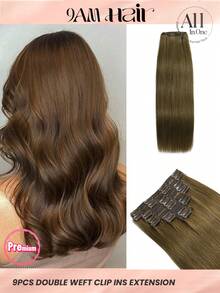 9pcs 200g/220g/240g Lace Bace 6# Medium Brown Clip In 100% Remy Human Hair Extension Cuticle Aligned Double Drown Clip Ins For Thin Hair Woman Natural Look Top Quality - S6 - View 1