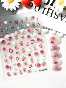 1Sheet 5D Fruit Nail Stickers Cute Summer Strawberry Slice Pattern Self Adhesive Nail Art Decor Transparent Glossy Easy Use For DIY Manicure Home Salon Summer For Adults - Multicolor - View 5