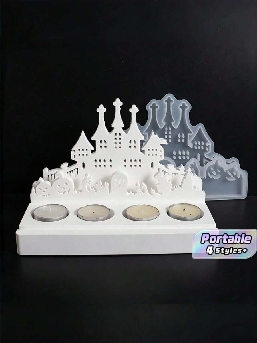 Castle Ghost Candlestick Silicone Mold, DIY Making Mould For Christmas Home Party Decor. - Castle Ghost Candlestick - View 1