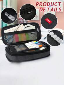 1pc Expandable Linen Pencil Case Multi Compartment Large Capacity Stationery Bag Portable Zipper Pen Pouch For School Office Student Back To School Supplies Multiple Colors Available - multicolor - View 2