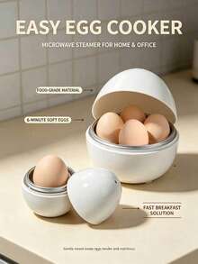 Teckwe Microwave Egg Cooker | Portable Large And Small Aluminum Egg-Shaped Steamers, Creative Egg Cooking Cups, Soft/Hard-Boiled Egg Maker, Compact Design For Quick Breakfast Preparation, Perfect For Offices, Dorms, And Small Kitchens. - White - View 2