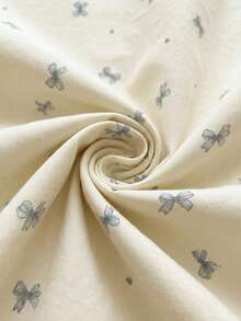 Veyra Day 3pcs Creamy Bow Duvet Cover Set, Soft Polyester Creamy & Blue Bowknot Bedding Set With Zipper Closure & 2 Pillow Shams (No Insert) - Multicolor - View 5