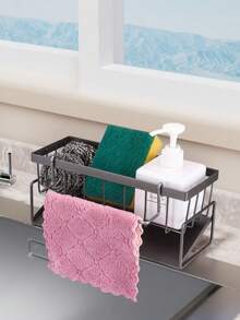 1PC Kitchen Sink Sponge Holder Dish Cloth Drying Rack Countertop Caddy Self Drain Basket For Sponge Brush Towel Storage Wash Basin Vanity Counter Space Saving Organizer Home Accessory Supplies - one size fits all - View 5