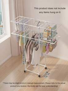 1Pc Movable Floor Clothes Rack Multifunctional Garment Storage Holder For Bedroom Balcony Home Clothing Organizer - Multicolor - View 6