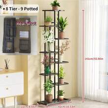 1pc Iron Flower Stand, Black/White Minimalist Style Plant Rack, Suitable For Living Room, Balcony Decor, 4-8 Tier Multi-Layer Storage Shelf, Multifunctional Display Rack - Black - View 17