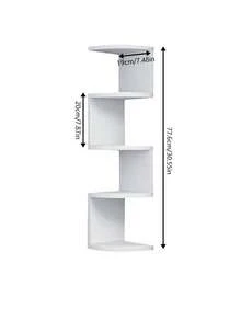 1 buah Rak Sudut Dinding, Rak Buku, Tidak Perlu Pengeboran, Rak Penyimpanan Dinding untuk Kamar Tidur, Ruang Tamu - Putih - View 2