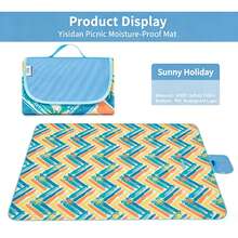 600D Oxford Fabric,Friendly Thick PVC Waterproof Coating Blocks Ground Moisture,Wear-Resistant & Sturdy.Multi-Style Portable Picnic Mat,Pocket Sandproof Ground Cloth For Beach & Camping,Ultra-Light Compact Large Picnic Blanket With Storage Pocket - Multicolor - View 8