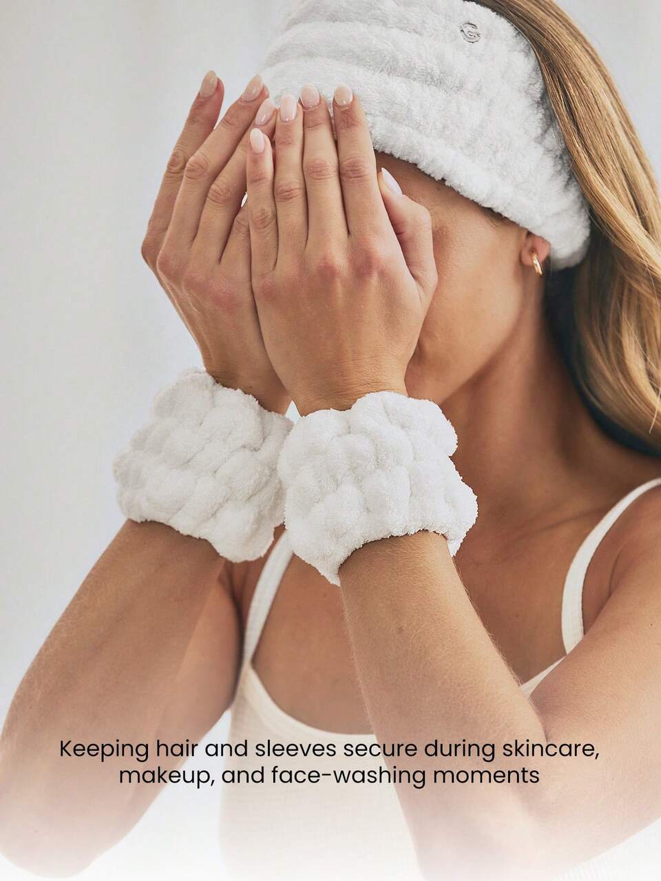 3-Piece Flannel Spa Headband & Wristband Set With Soft Washed Fabric & Elastic Fit Gym Travel Daily Home Vacation Gear
