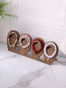 1pc Vintage Walnut Wood Multi Tier Bracelet Display Stand Creative Jewelry Holder Rack For Wristband Beaded Chain Bangles Desktop Organizer Showcase Retail Home Decor Stocking Fillers Christmas Gift Idea Must Haves - Brown - View 10