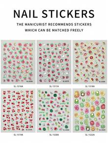 1Sheet 5D Fruit Nail Stickers Cute Summer Strawberry Slice Pattern Self Adhesive Nail Art Decor Transparent Glossy Easy Use For DIY Manicure Home Salon Summer For Adults - Multicolor - View 6
