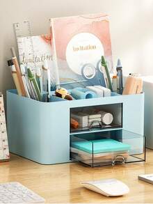 Kotak Penyimpanan Meja Laci Transparan Kapasitas Besar Kreatif Multifungsi Tempat Pena, Pengatur Alat Tulis Meja Kantor Siswa, Wadah Penyimpanan Kosmetik Makeup Dekorasi Meja yang Lucu - MultiWarna - View 6