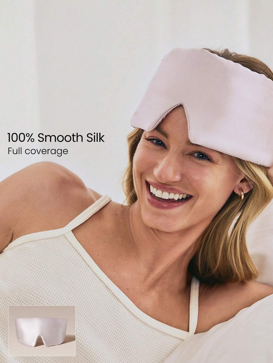 GLOWMODE 100% Silk Rest Up Sleep Eye Mask With 360° Full Coverage & Light Blocking Design Vacation Travel Daily Home Gear - Pink-1Pc - View 1