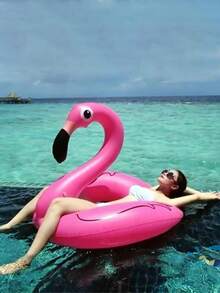 1 Flamingo Swimming Float, Flamingo Inflatable Detachable Swimming Float Stand-Up Pool (Suitable For Deep Water Areas, Fluorescent Design, Non-Battery Version, Non-Glowing Version). - Multicolor - View 2