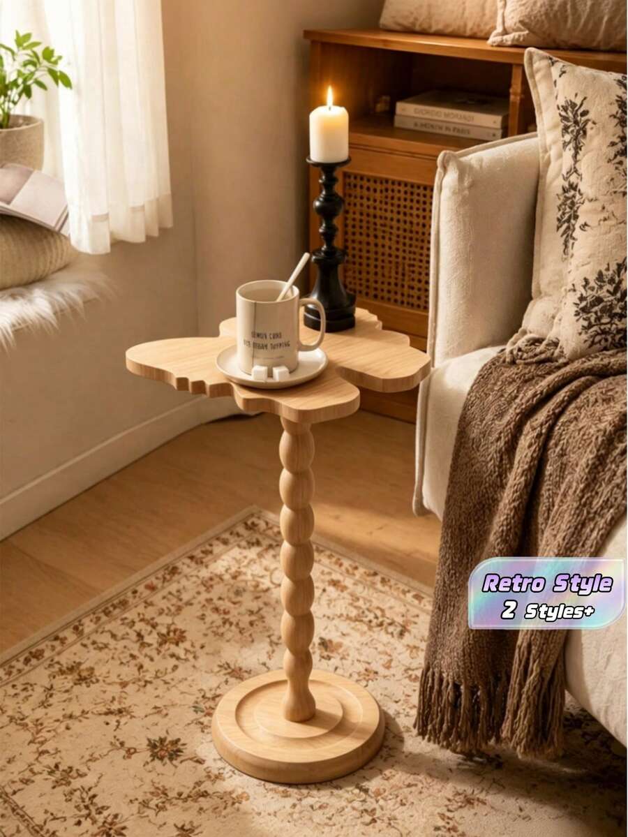 1pc Wooden Butterfly Design Side Table, Luxury Desk, Modern Retro Style Coffee Table, Balcony Small Table, Entryway Table - A High-End Gift Suitable For Housewarming - Multicolor - View 1