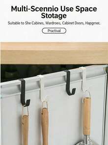 3/6Pcs Stainless Steel Drill-Free Double S-Shaped Hooks, Storage Hooks For Hanging Clothes, Hats And Towels On The Back Of Kitchen And Bathroom Cabinet Doors - Multicolor - View 7