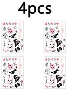 1/2/4/6pcs Halloween Pink Black Theme Window Clings, Removable Reusable Static Stickers, Cartoon Ghost, Pumpkin, Skull, Black Cat Pattern Decals For Window Door Mirror, Indoor Halloween Party Home Decor - B - View 12