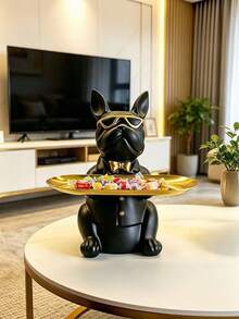 1pc French Bulldog Desktop Storage Box, Entryway Key Jewelry Holder Tray, Cute Dog Statue Organizer For Entry Table, Minimalist Home Decor For Keys, Jewelry, Small Sundries - Multicolor - View 7