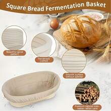 Oval Benniton Bread Fermentation Basket, Made Of Natural Rattan, With A Linen Lining. Available In Various Sizes. Hand-Woven Bread Shaping Basket, Suitable For Baking Homemade Bread. - Multicolor - View 8
