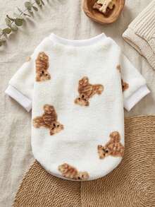 PETSIN 1 Pc Pet Cat Dog Universal Cute Bear Pattern Plush Thickened Warm Elastic Comfortable Round Neck Pet Clothing - Multicolor - View 4