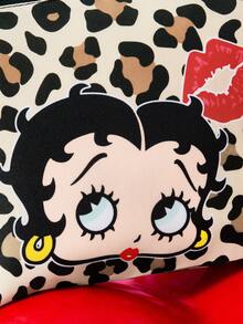 Betty Boop x SHEIN Retro Leopard Print Cartoon Zipper Pouch, Lightweight, Works As Makeup Bag, Digital Accessory & Small Stuff Storage Pouch - leopard print - View 3
