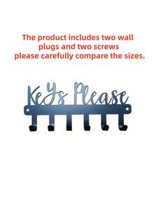 1 Fashionable Key Wall Rack, Black Metal Decorative Key Holder, Wall Mounted Storage Organizer, Metal Art Decor Hook, Easy Install Space Saving Key Rack For Coats Hats Keys Small Items - Black - View 8