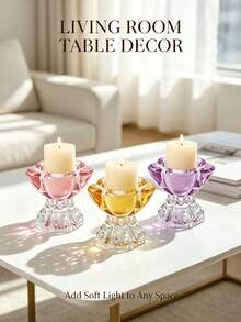 Transparent Crystal Glass Material, Simple And Elegant Design. Matches Scented Candles, Decorate Desktop To Create Warm Home And Holiday Vibe - 1PC - View 7
