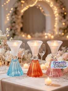 Tempat Lilin Kristal Berbentuk Bunga dengan Alas Berwarna Buram ala Eropa, Ornamen Lilin Meja Teh Romantis, Kerajinan Perabot Rumah Tangga Lembut, Ornamen Dekorasi Rumah untuk Makan Malam Romantis dengan Cahaya Lilin - 1PC - View 1