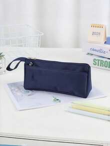 One Large-Capacity Minimalist-Style Pen Case, Durable And Portable, Ideal For Storing Stationery Such As Fountain Pens, Pencils, And Erasers; Suitable For Use At Home, In The Office, And In Study Settings. - Double layer design - View 8